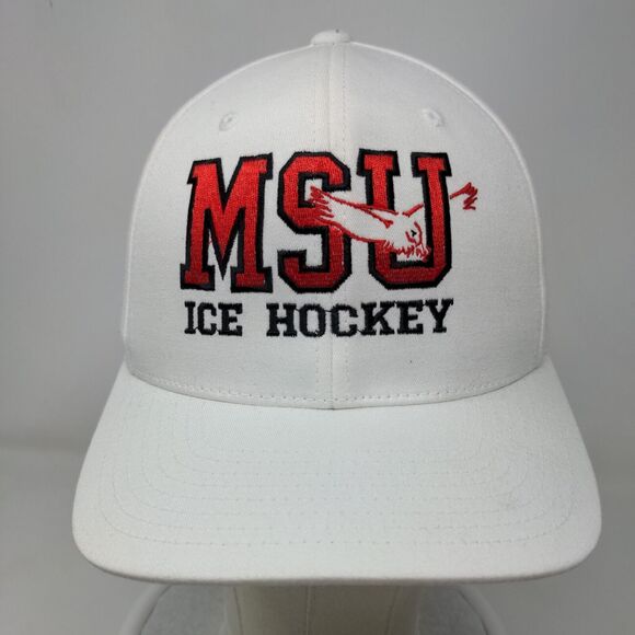 Port Authority Men's Fitted Hat S-M Embroidered MSU Ice Hockey Logo Cotton Blend - Picture 2 of 9